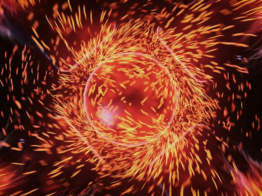 ball, sparks, bright, fiery, abstraction
