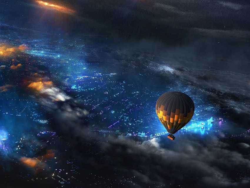 balloon, aerostat, space, sky, art