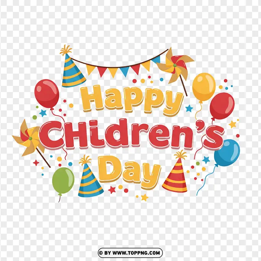 Happy Childrens Day With Cartoon Characters PNG Transparent Background