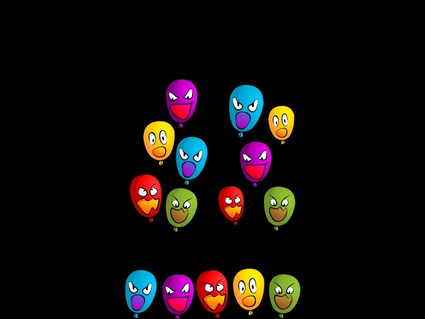 balloons, emoticons, colorful, emotions