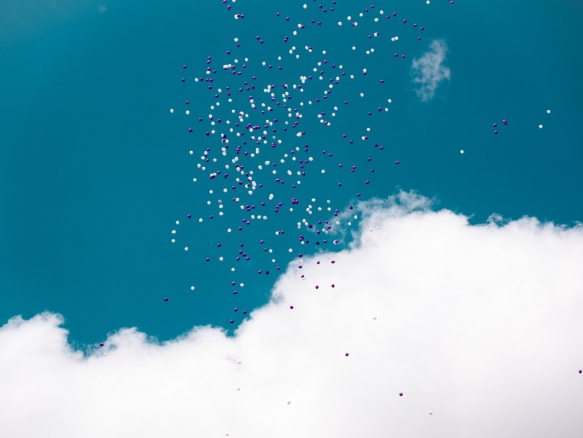 balloons, flight, sky, clouds, lightness