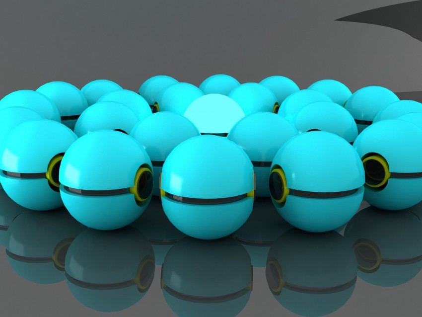 balls, rendering, modeling, blue