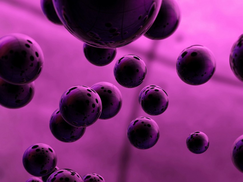 balls, spheres, 3d, purple, round