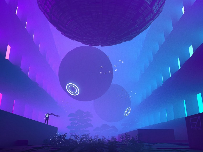 balls, spheres, neon, sci-fi, art