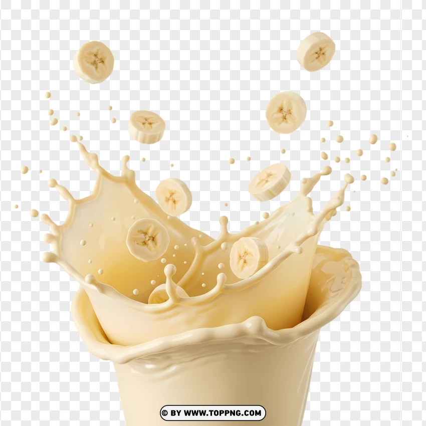 Banana Milk Splash Swirl PNG Transparent Background