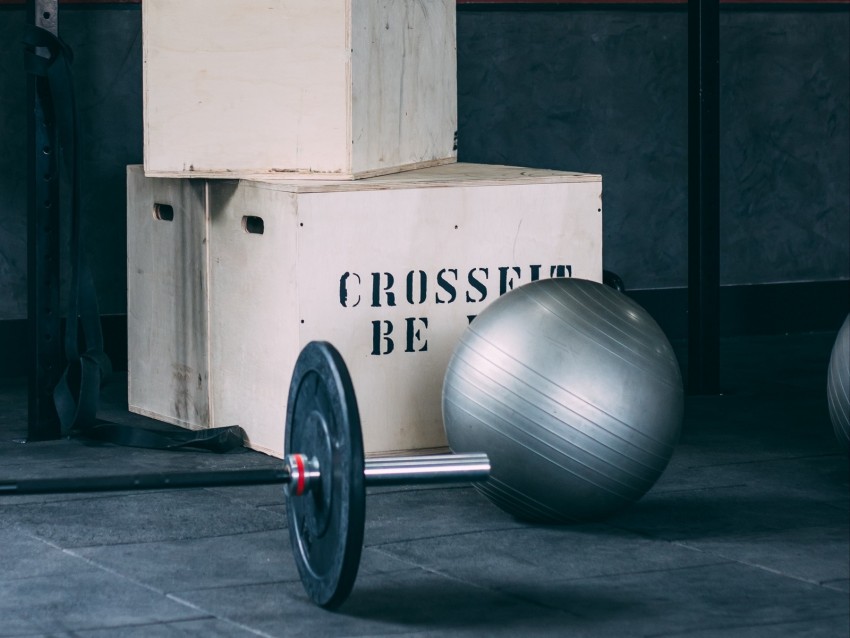 barbell, ball, boxes, gym, sport