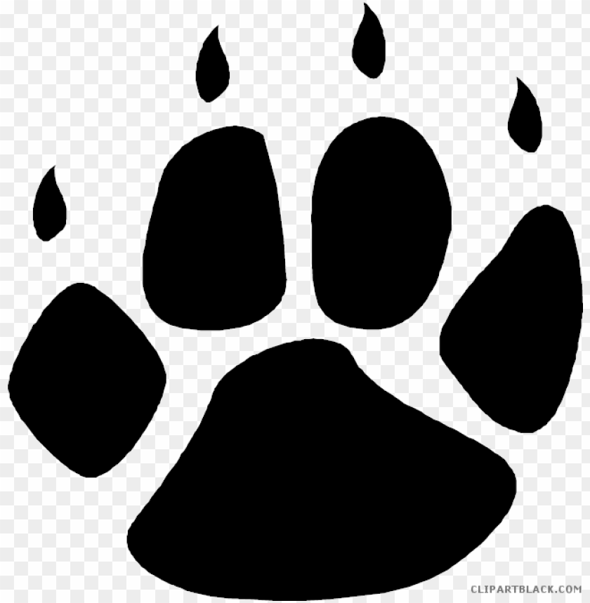 Bear Paw Print Animal Free Black White Clipart Images Png Image