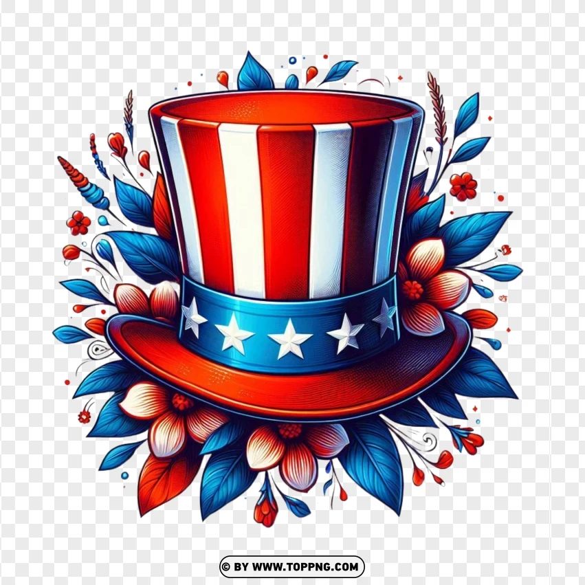 Beautiful Hat Decorated With American Flag Colors Vector Festive PNG Transparent Background