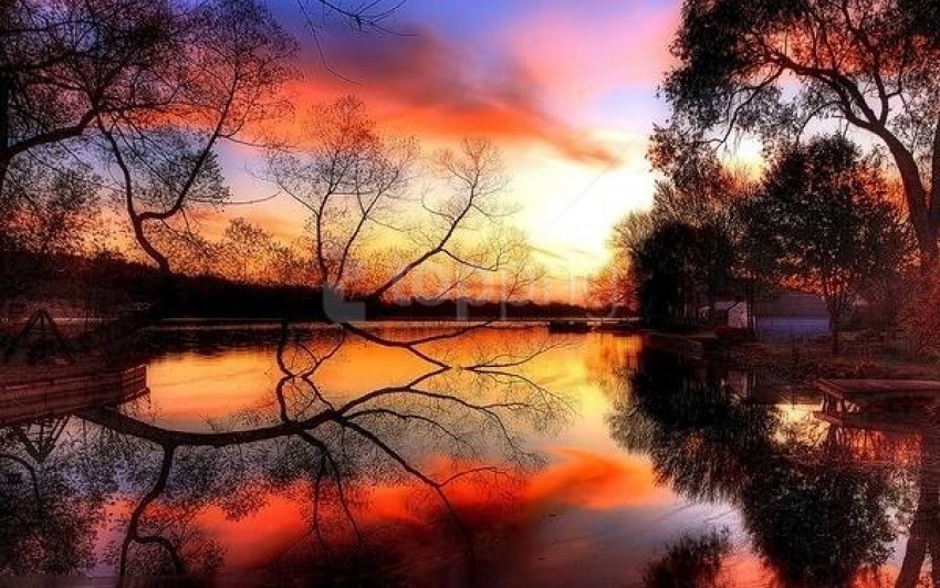 Beautiful Sunset By The Lake Wallpaper Background Best Stock