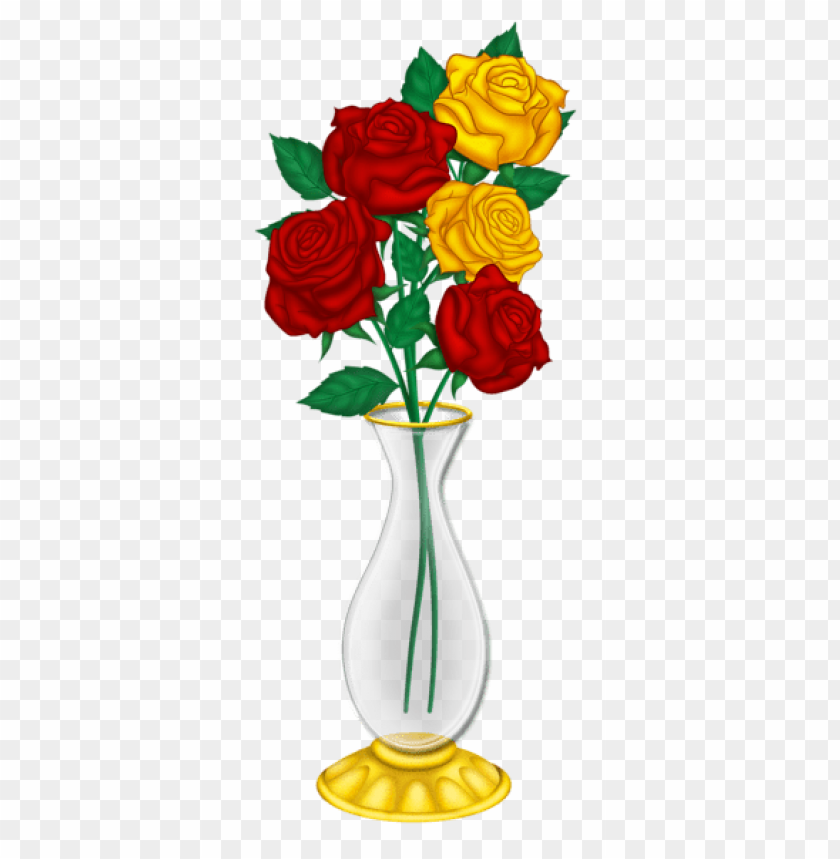 beautiful vase with red and yellow roses