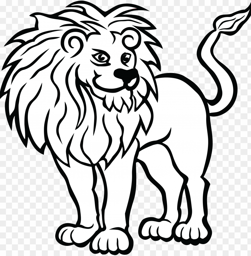 free PNG big cat vector clipart of a black and white lion head - clip art of lion black and white PNG image with transparent background PNG images transparent