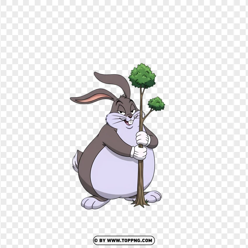 Big Chungus Fat Bugs Bunny Failing To Hide Behind Tree PNG Transparent Background