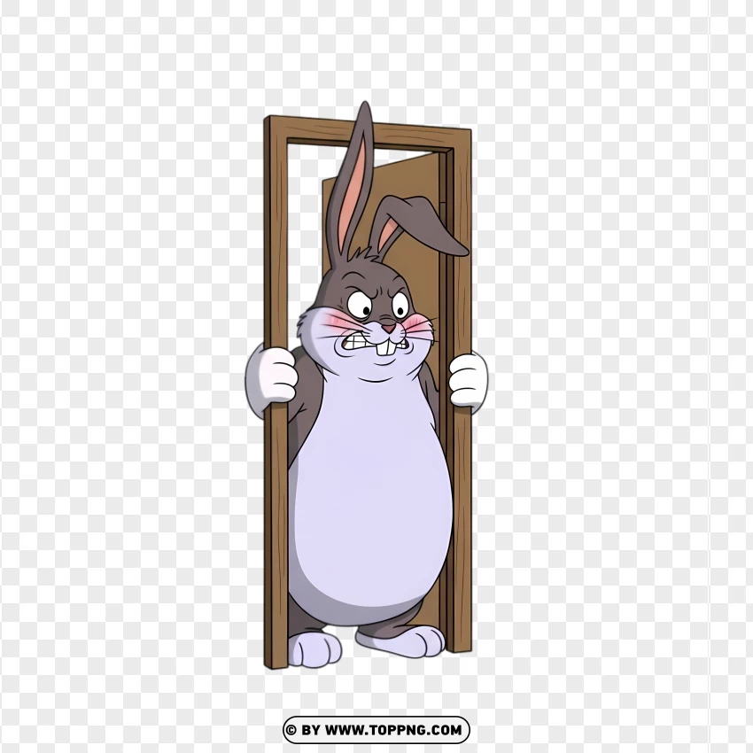 Big Chungus Fat Bugs Bunny Stuck In A Door Frame PNG Transparent Background
