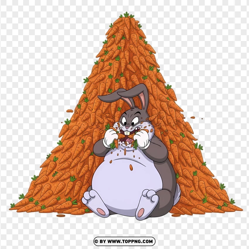 Big Chungus Fat Eating A Mountain Of Carrots PNG Transparent Background
