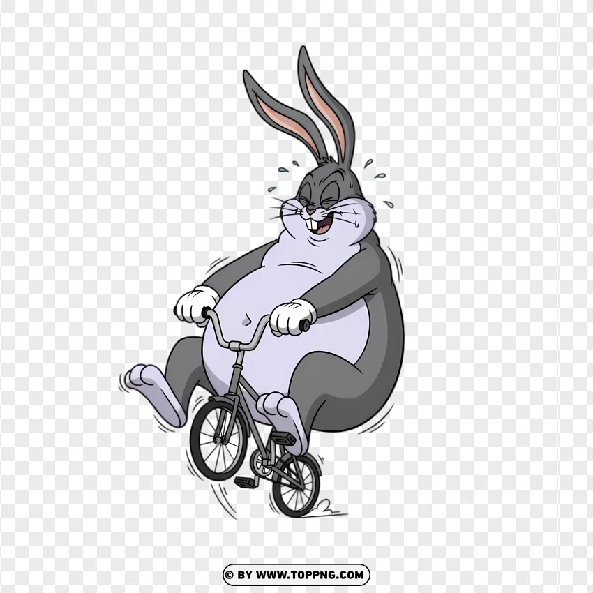 Big Chungus Fat Riding A Tiny Bicycle PNG Transparent Background