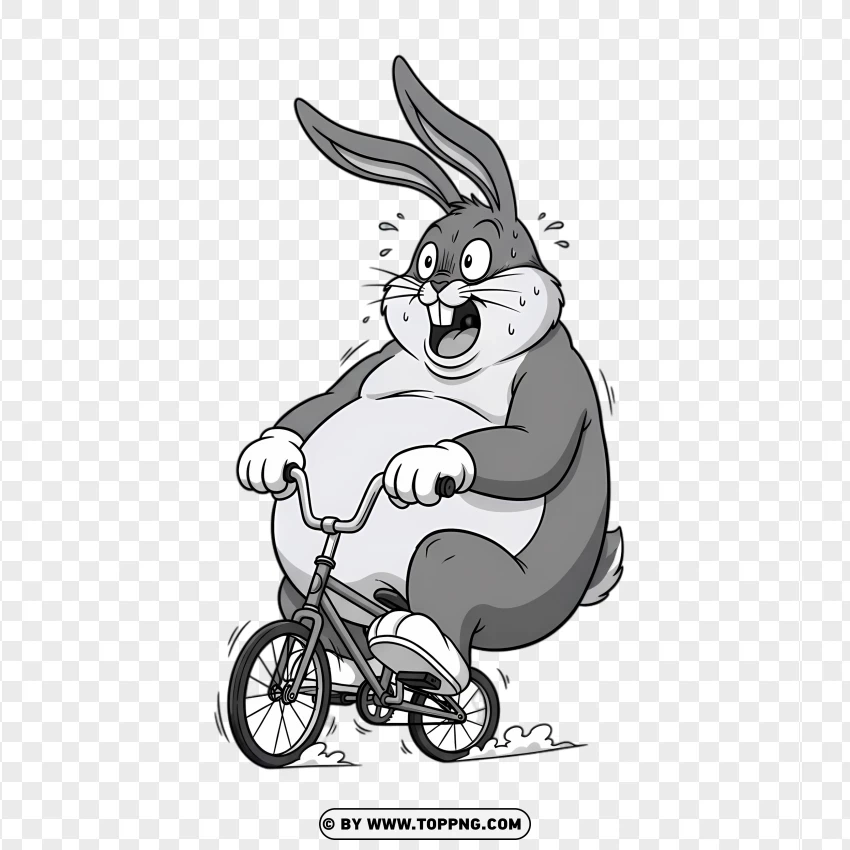 Big Chungus Fat Riding A Very Small Bicycle PNG Transparent Background