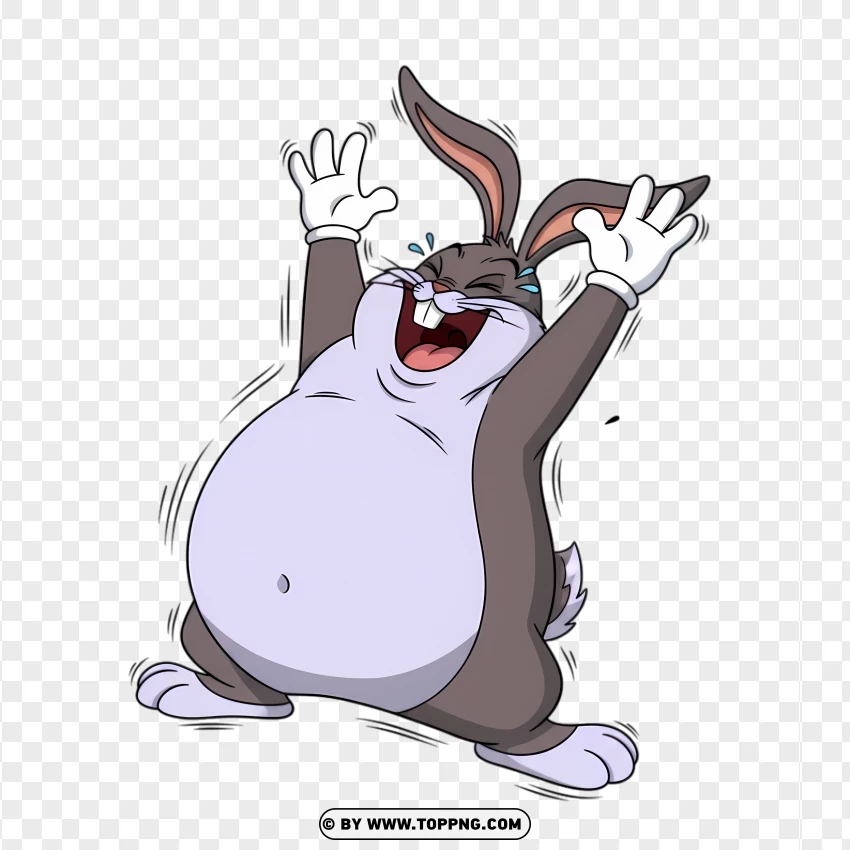 Big Chungus Laughing Hard And Falling Back PNG Transparent Background