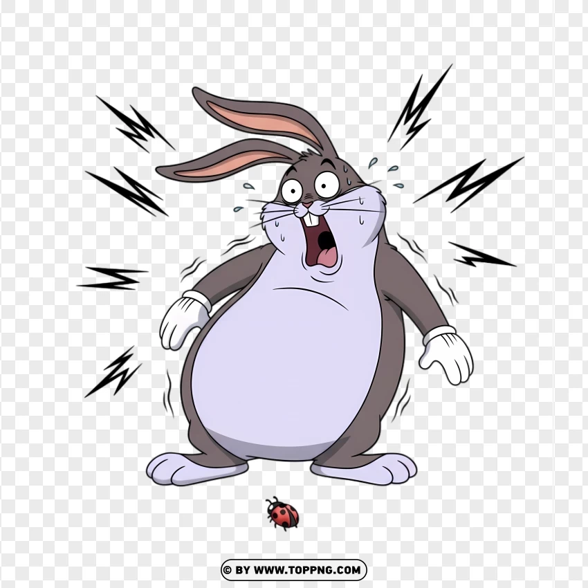 Big Chungus Shocked By A Tiny Insect PNG Transparent Background