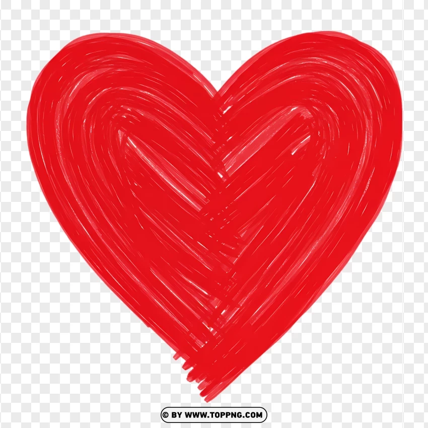 Big Heart With Red Painted Brush Strokes PNG Transparent Background