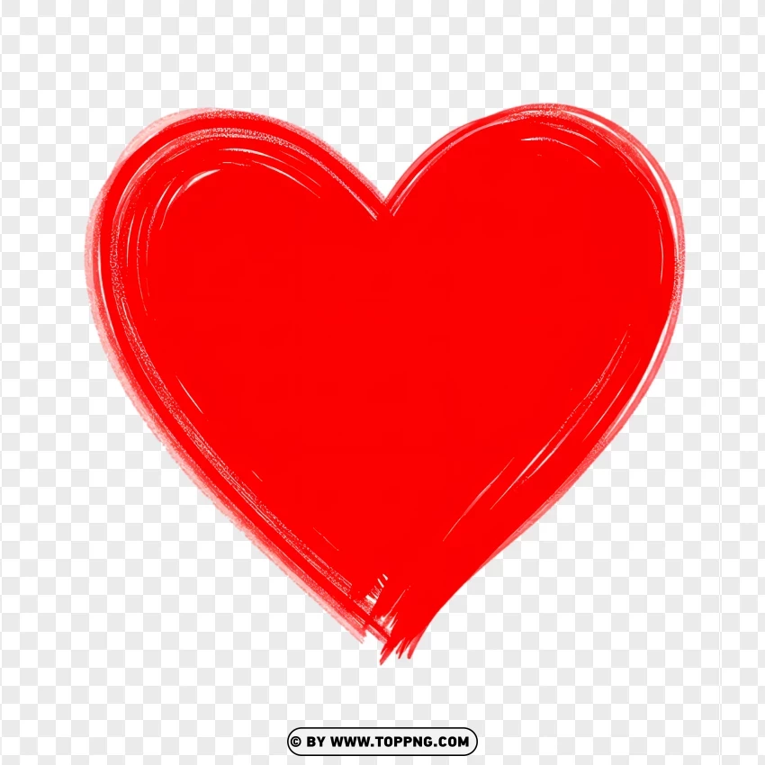 Big Heart Sketch With Bold Red Brush Strokes PNG Transparent Background