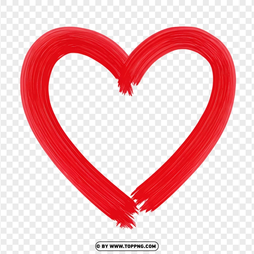 Hand-drawn Big Heart Shape With Red Paint PNG Transparent Background