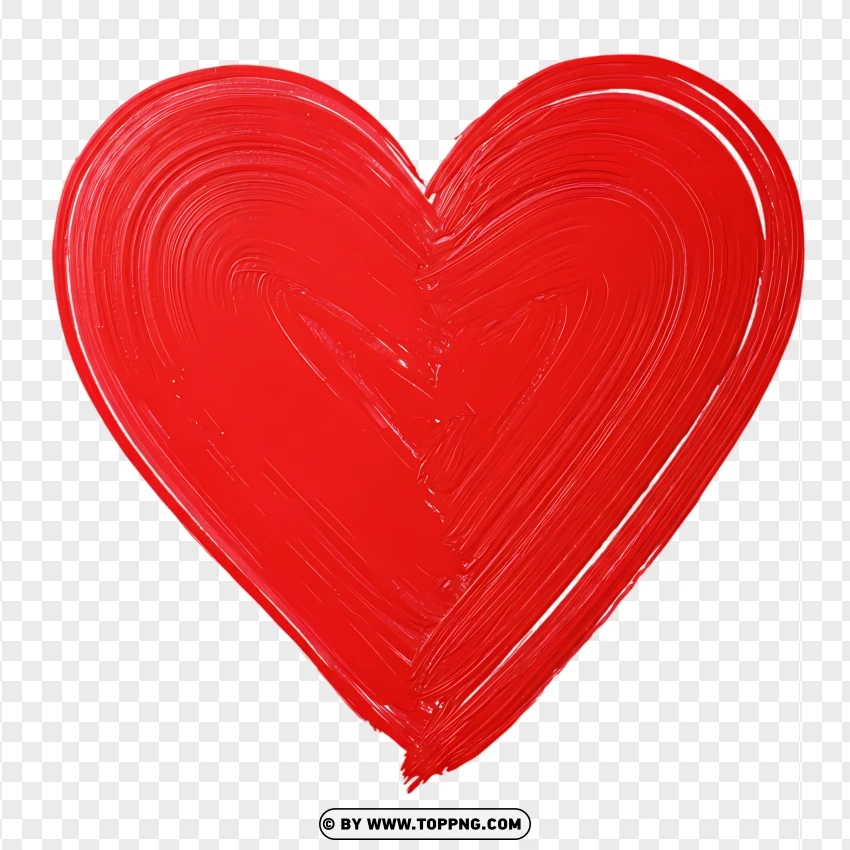 Big Heart Drawing With Artistic Brush Strokes PNG Transparent Background