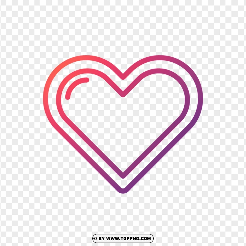 Outline Big Heart Drawing With Gradient Style PNG Transparent Background