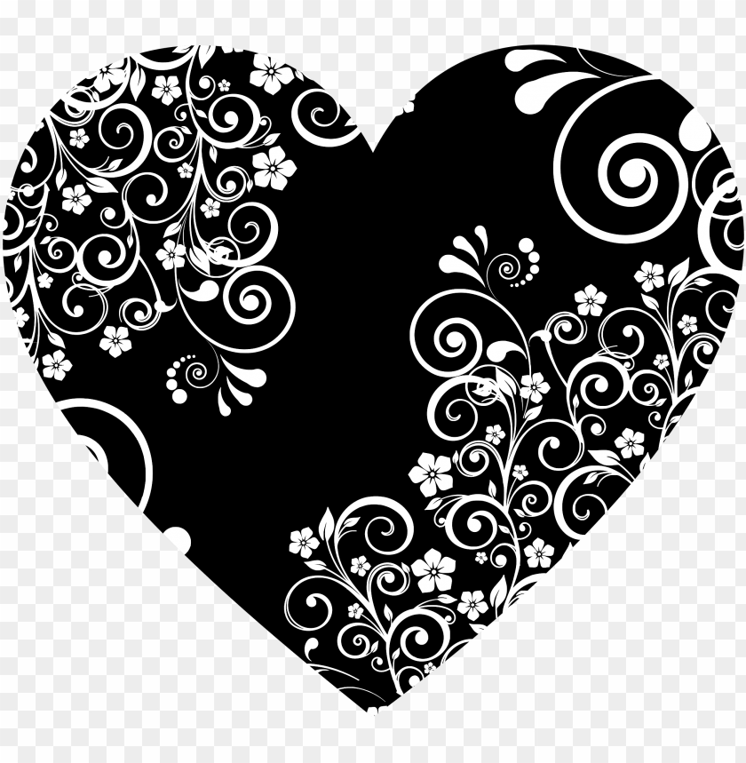 Big Image Floral Heart Clipart Black And White Png Image With Transparent Background Toppng