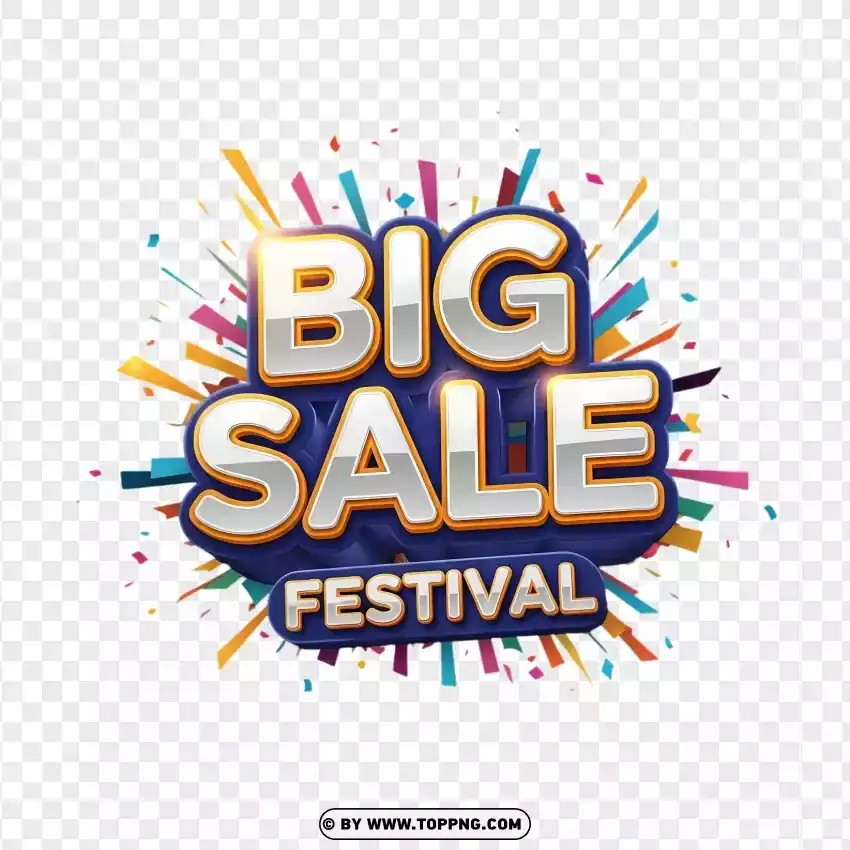 Big Sale Festival Label With Confetti PNG Transparent Background