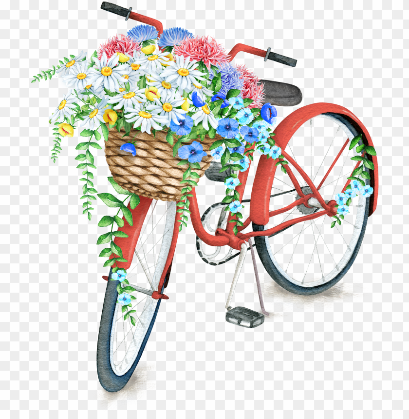 bike with flowers painting PNG image with transparent background@toppng.com