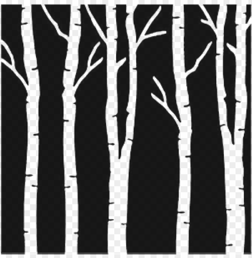Birch Trees Stencil Png Image With, Birch Tree Background Clipart