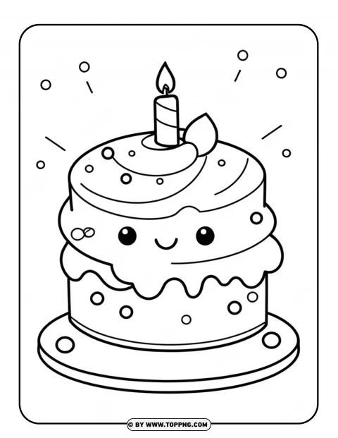 Birthday cake, Kawai Coloring Page,kawaii colorear dibujos,kawaii dibujos,Kawai Coloring Page for Kids ,Kawai Coloring Page for toddler ,Birthday cake coloring pake