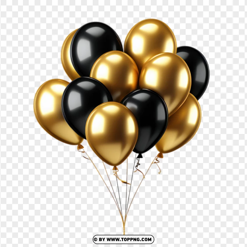 Black And Gold Balloons Image PNG Transparent Background