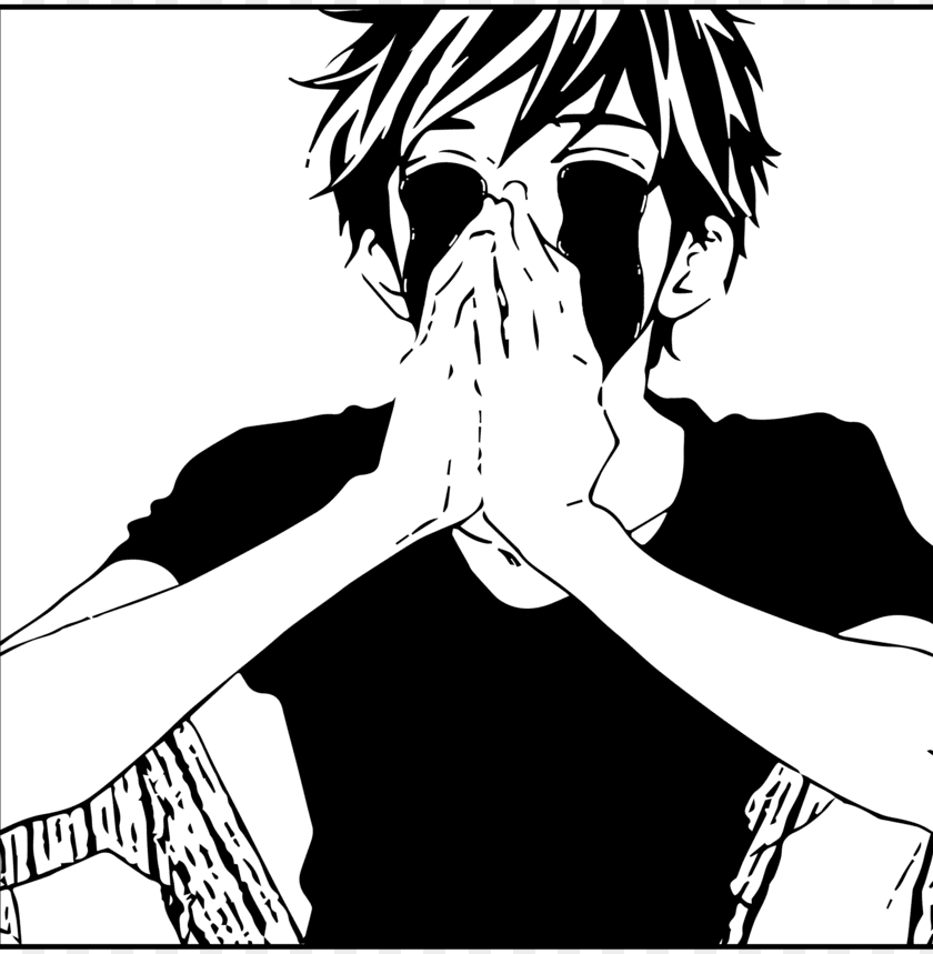Black And White Anime Boy Cryi Png Image With Transparent Background Toppng