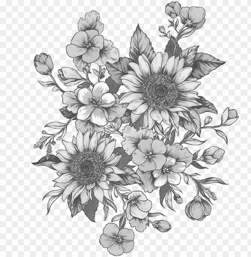 black and white flowers png clip free library flower tumblr art PNG transparent with Clear Background ID 170675