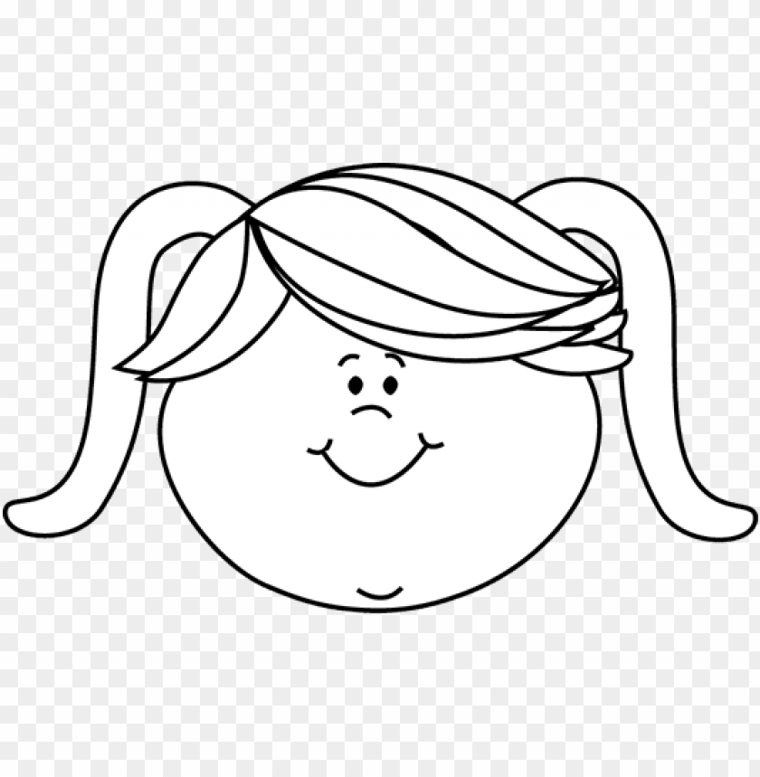 free PNG black and white happy face little girl - black and white clip art sad girl PNG image with transparent background PNG images transparent