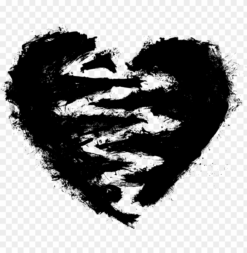 black broken heart PNG image with transparent background | TOPpng