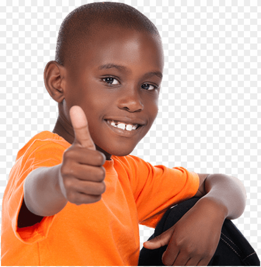 Transparent background PNG image of black kid thumbs up - Image ID 27972