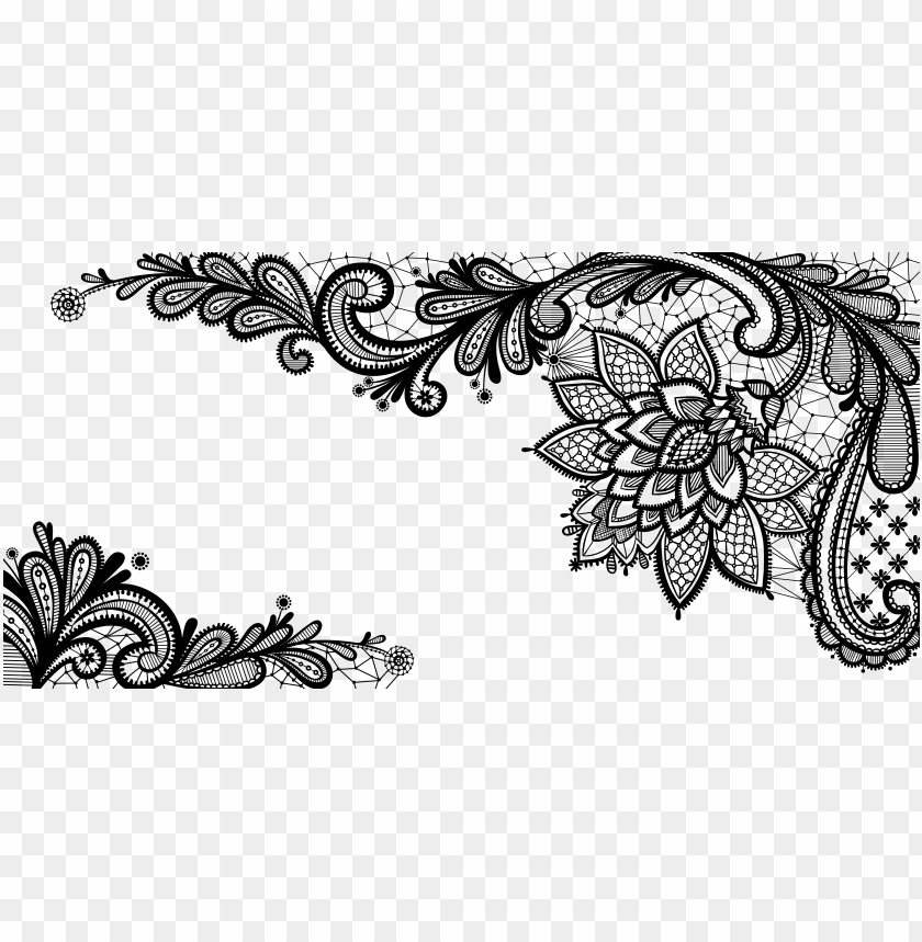 free PNG black lace ornament png clipart picture - lace vector PNG image with transparent background PNG images transparent