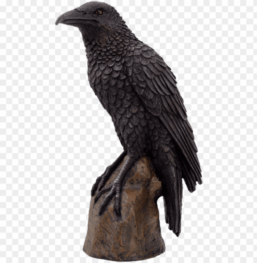 free PNG black raven bird on stump statue cold cast resin figurine PNG image with transparent background PNG images transparent