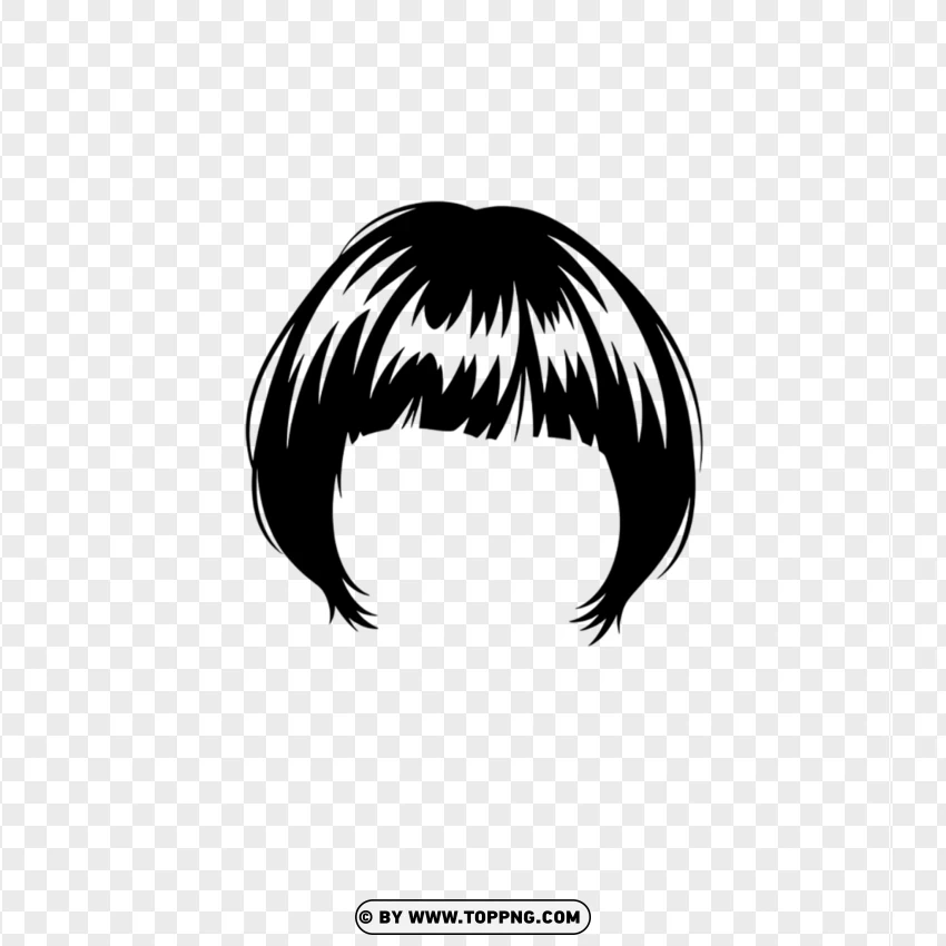 Black short hair sketch – cartoon style, flat design