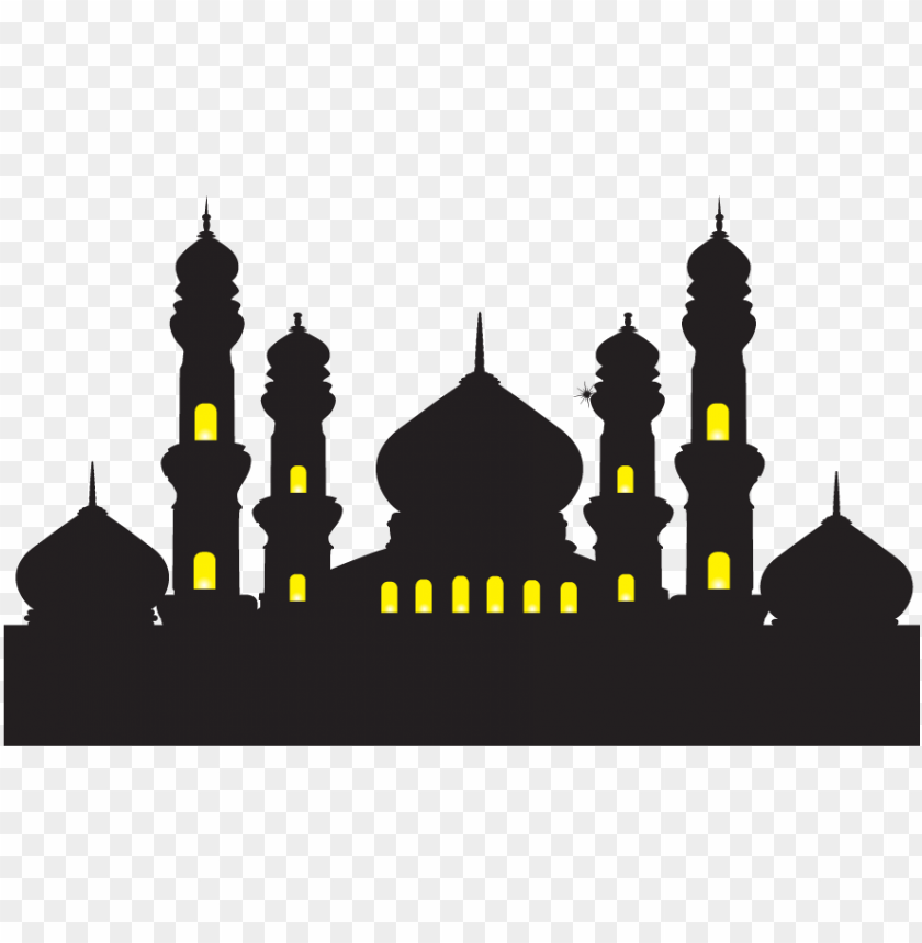 free PNG black silhouette masjid mosque window yellow light PNG image with transparent background PNG images transparent