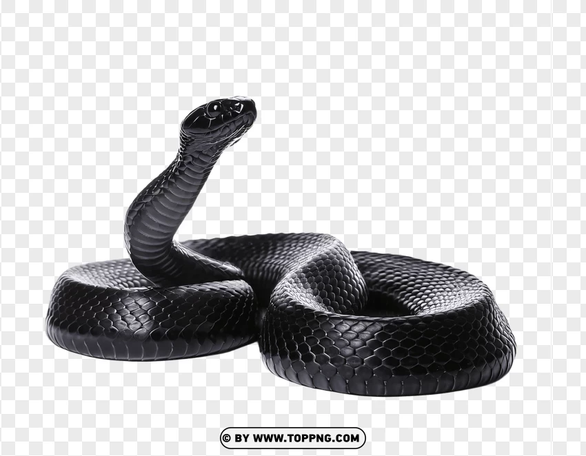 Single Black Snake In A Resting Coiled Pose PNG Transparent Background
