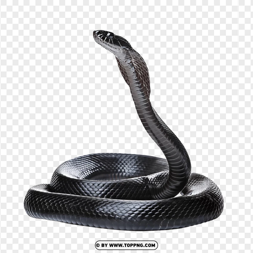Black Snake In A Defensive Coiled Position PNG Transparent Background