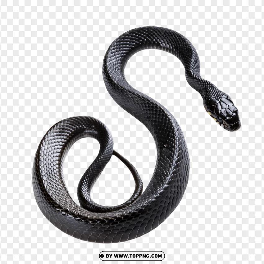 Black Snake Coiled In A Relaxed Pose PNG Transparent Background