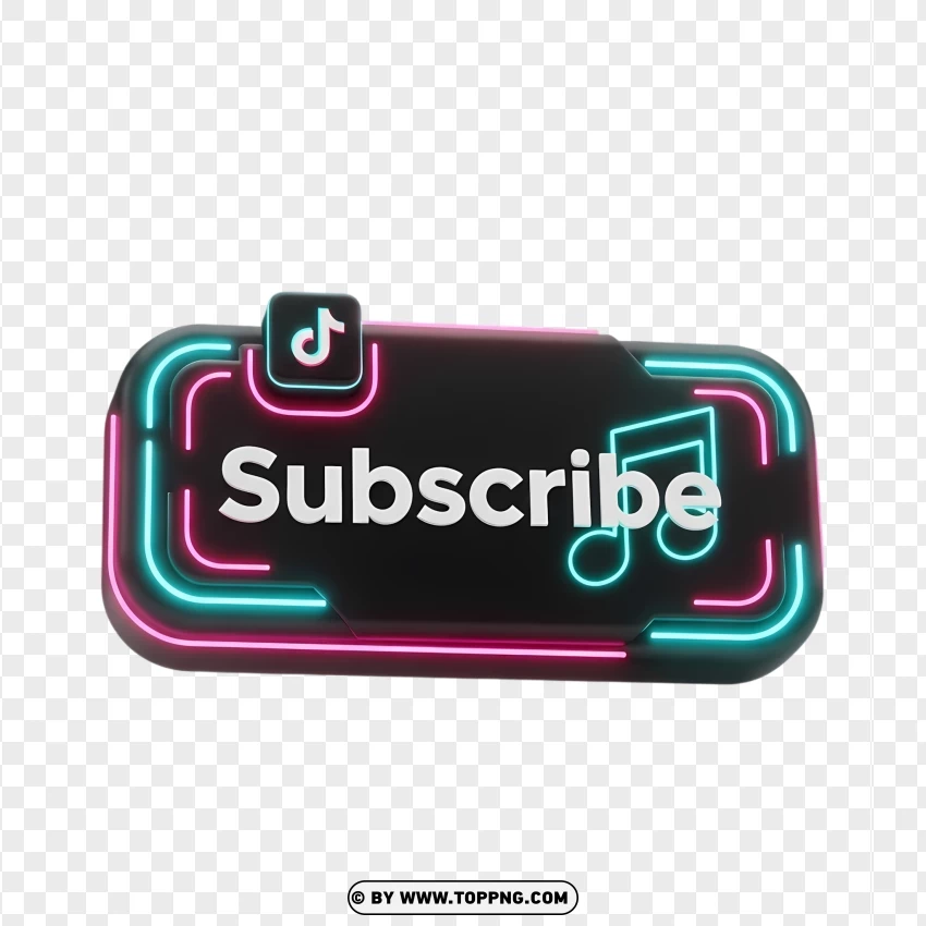 Black Subscribe Button With Tiktok Colors PNG Transparent Background