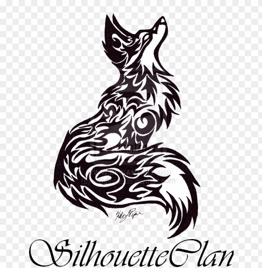 black tribal fox tattoo stencil by piper - Тату Лиса Черная PNG image with  transparent background | TOPpng