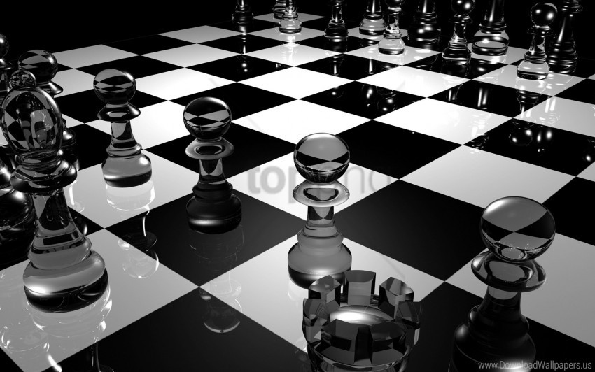 Black White Board Chess Glass Surface Wallpaper Background Best Stock Photos