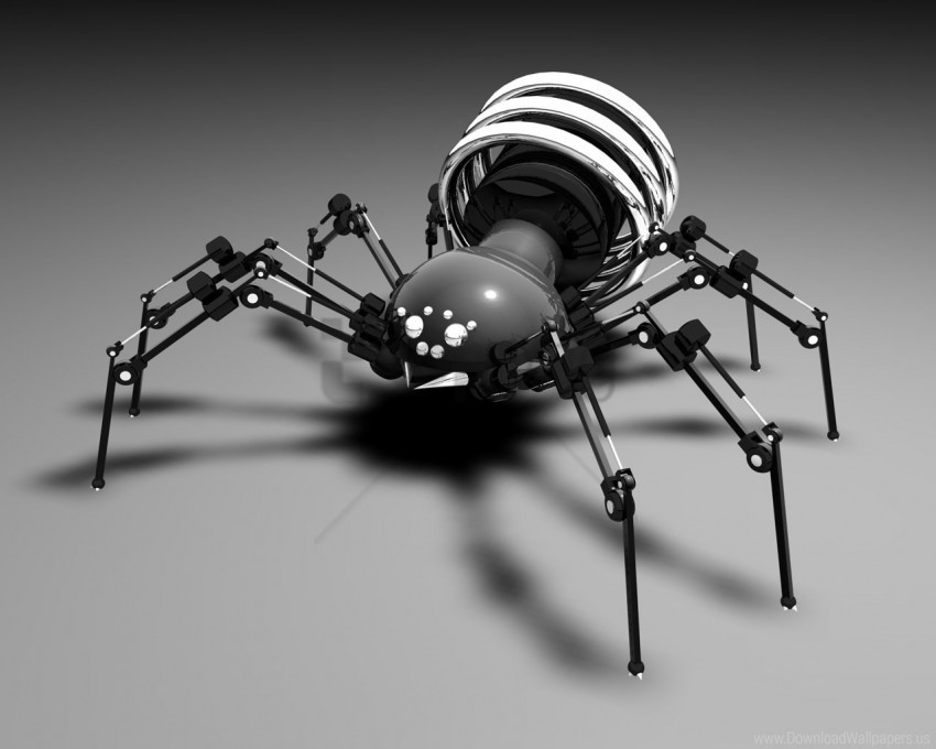 black white mechanism metal robot spider wallpaper background best stock photos - Image ID 142150