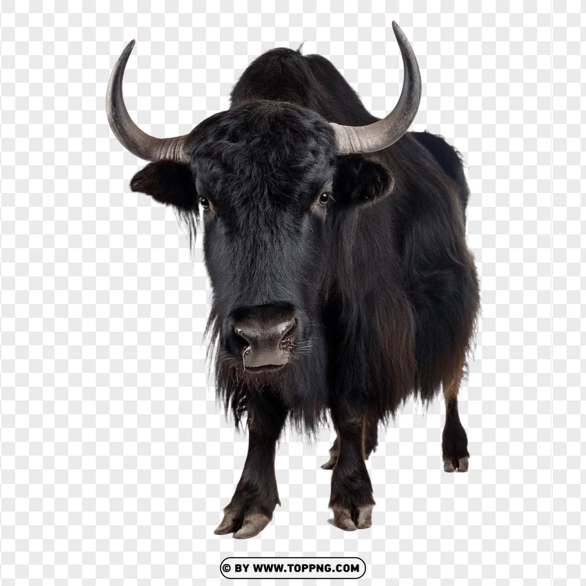 Yak Standing With Horns Forward PNG Transparent Background